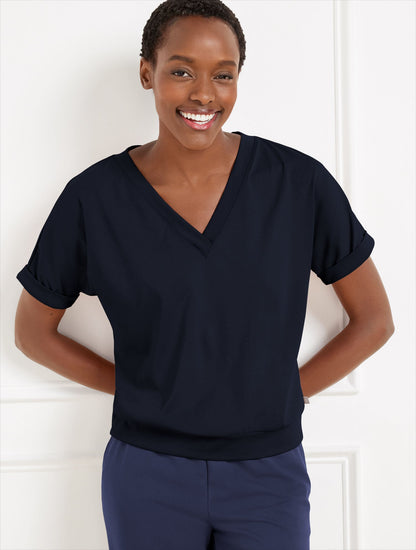 LUXE JERSEY V-NECK TEE