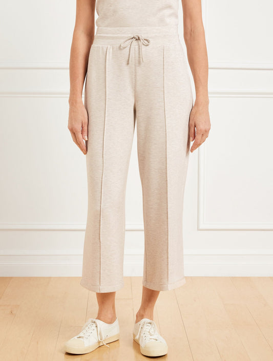 AIRKNIT STRETCH WIDE CROP PANTS - HEATHERED