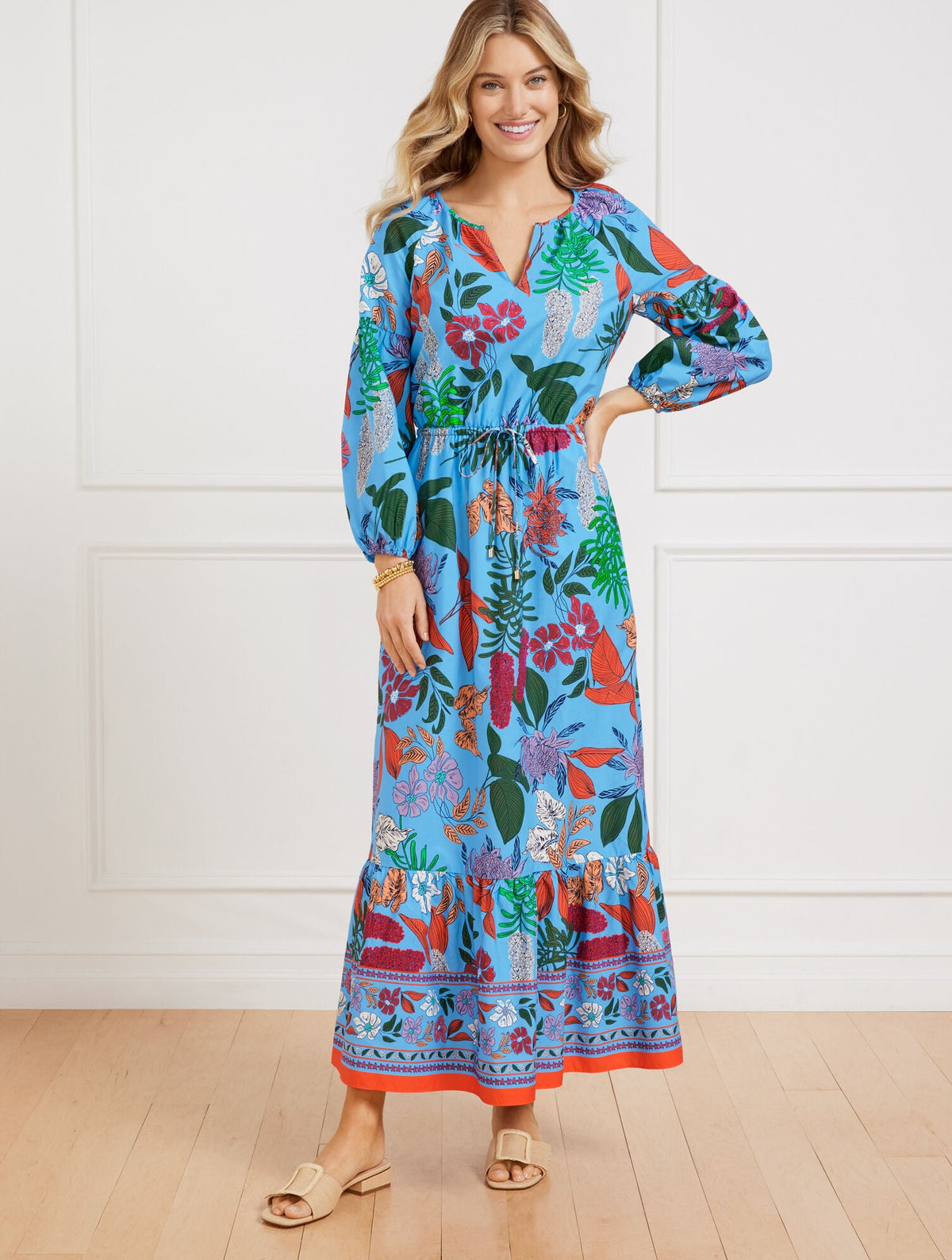 MODERN POPLIN PUFF SLEEVE DRESS - JOYFUL FLORAL