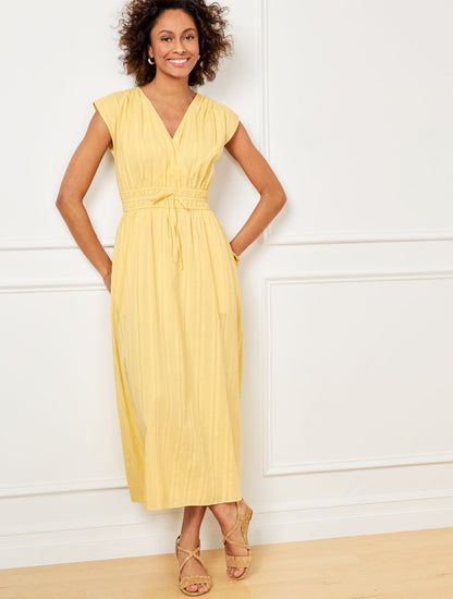 V-NECK MIDI DRESS
