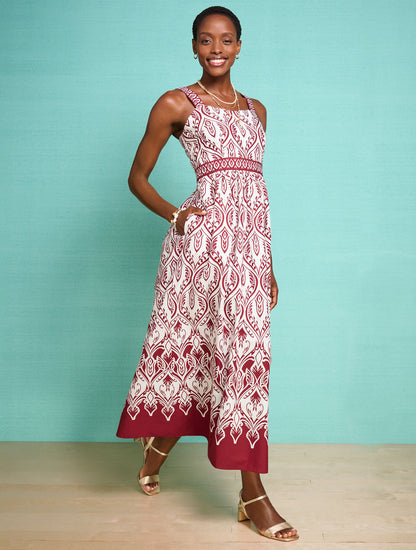 MODERN POPLIN FIT & FLARE DRESS - BOHEMIAN MEDALLION
