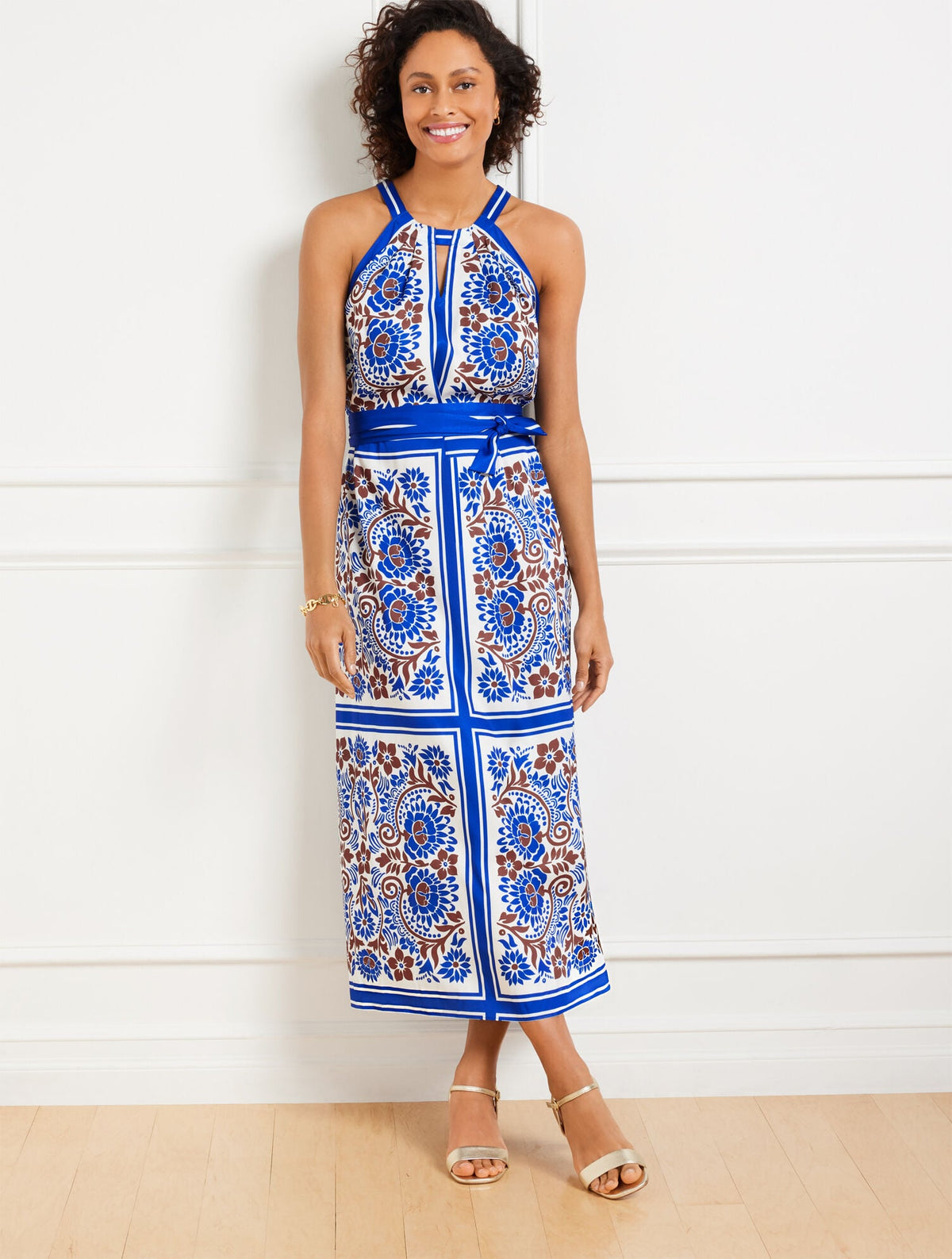 HALTER MAXI DRESS - BICOLOR FLORAL