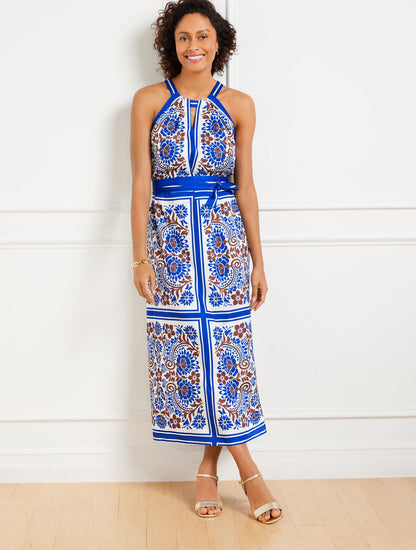 HALTER MAXI DRESS - BICOLOR FLORAL