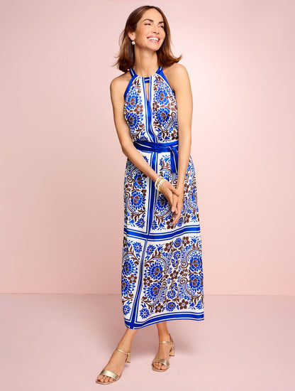 HALTER MAXI DRESS - BICOLOR FLORAL