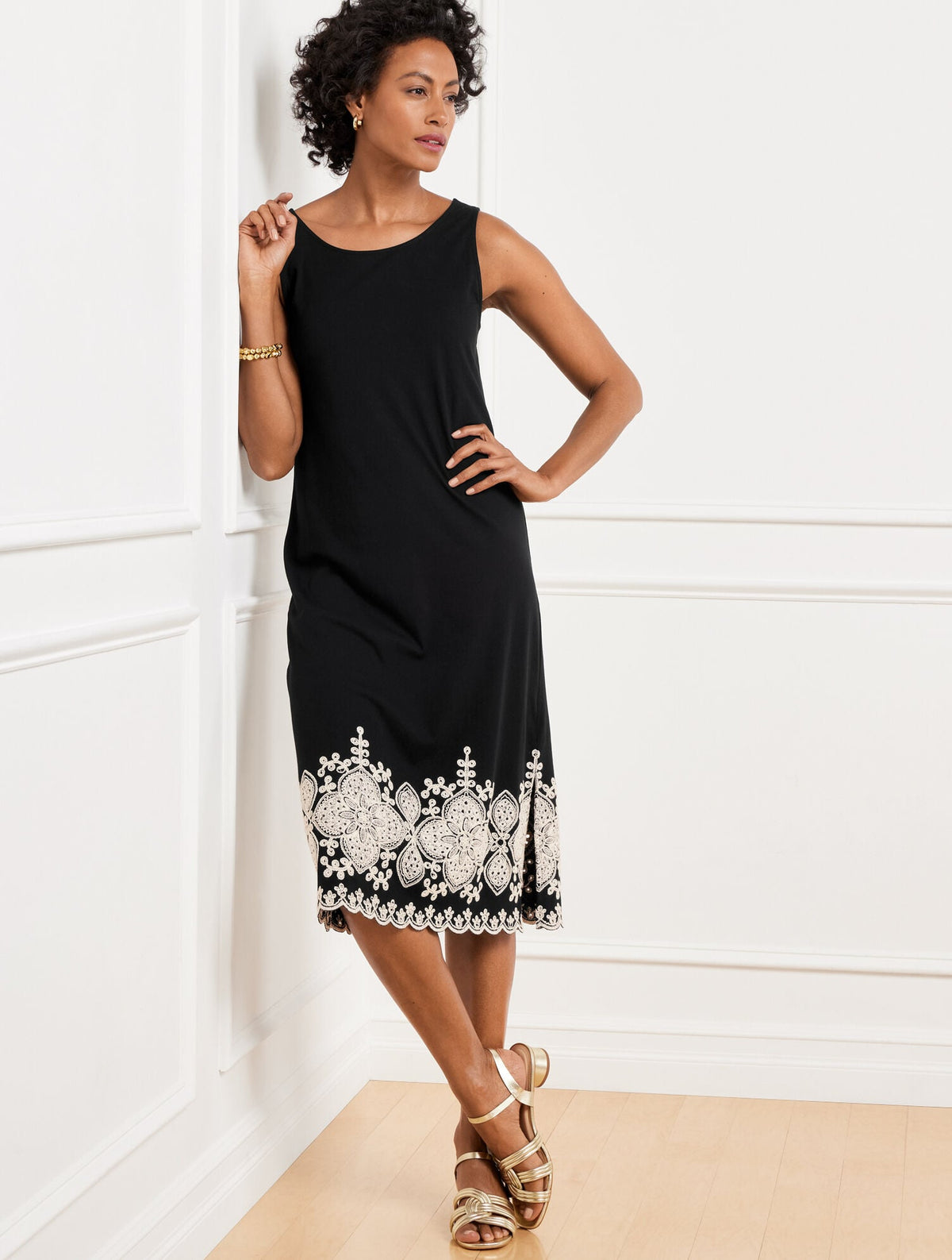 EMBROIDERED JERSEY DRESS