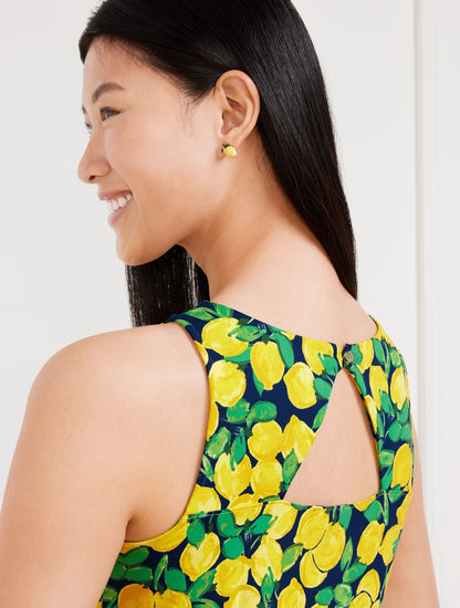 EFFORTLESS JERSEY SLEEVELESS SHIFT DRESS - LEMON BUNCHES