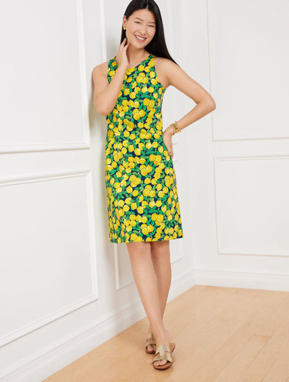 EFFORTLESS JERSEY SLEEVELESS SHIFT DRESS - LEMON BUNCHES