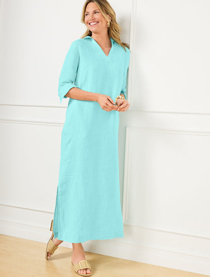 LONG SLEEVE LINEN KAFTAN SHIRTDRESS