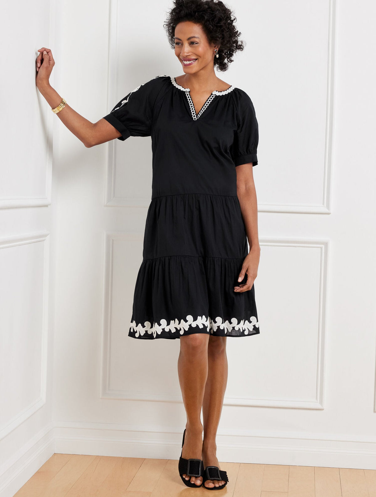 EMBROIDERED TIERED DRESS