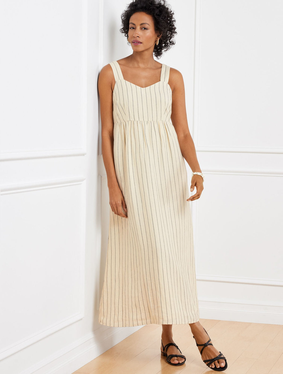 SLEEVELESS LINEN MAXI DRESS - RIVIERA STRIPE