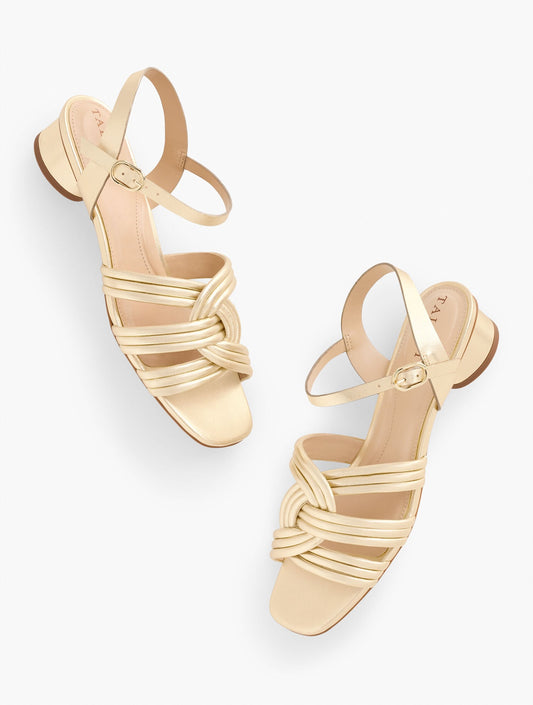 ADINA NAPPA BLOCK HEEL SANDALS - METALLIC