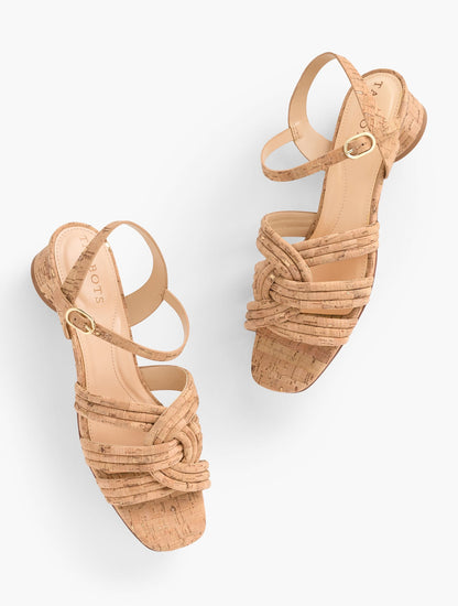 ADINA CORK BLOCK HEEL SANDALS