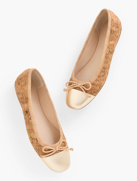 BLAINE SOFT SOLE CORK BALLET FLATS