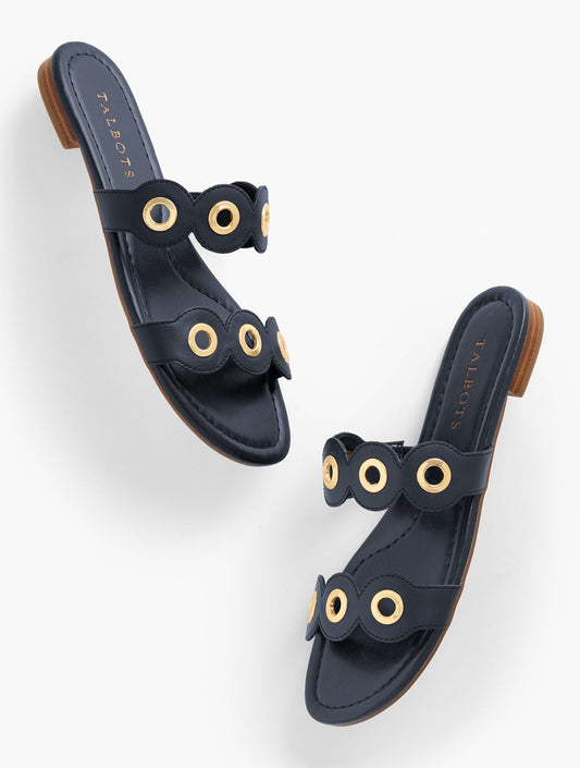 CAMY EYELET NAPPA SLIDES