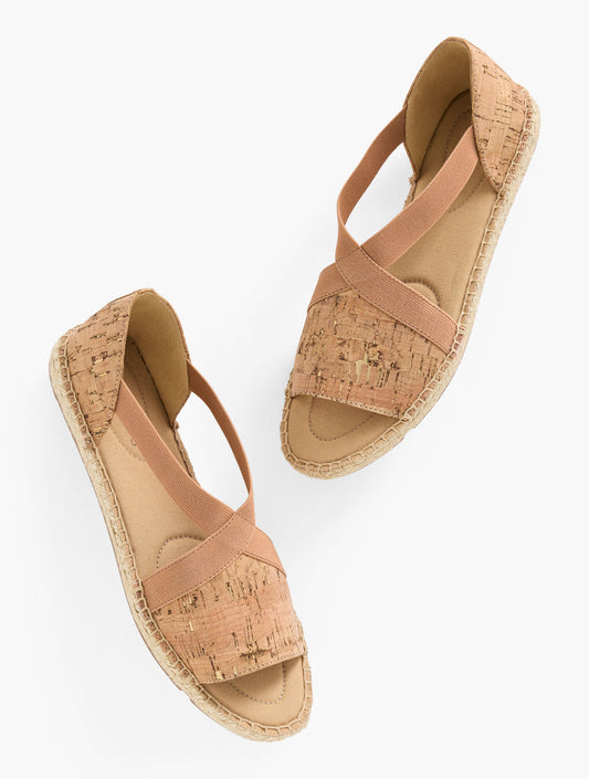 ILYSSA ELASTIC CORK ESPADRILLE FLATS