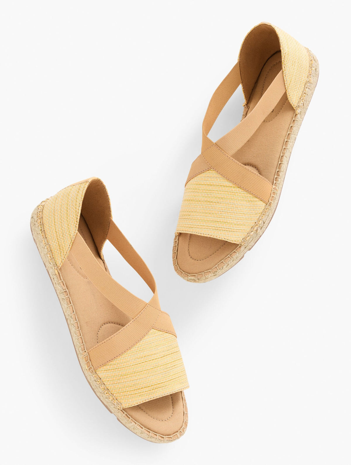 ILYSSA ELASTIC STRAW ESPADRILLE FLATS - CORN SILK