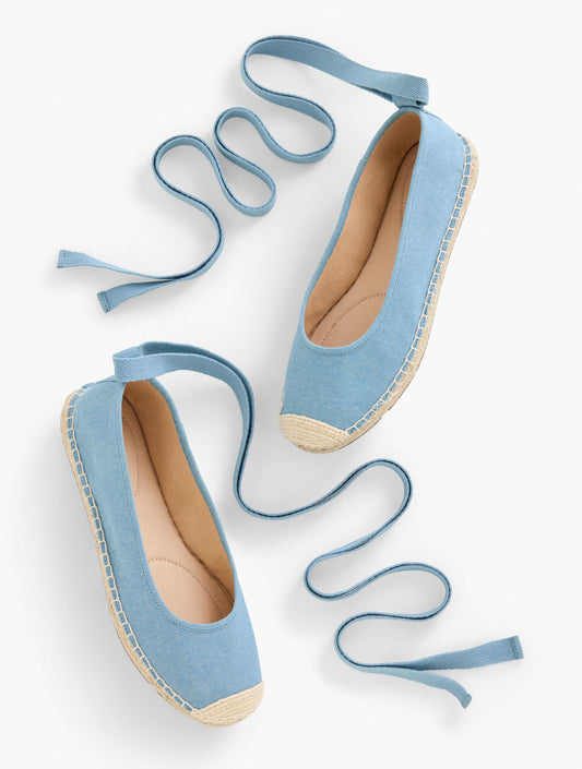 IZZY CHAMBRAY ESPADRILLE FLATS