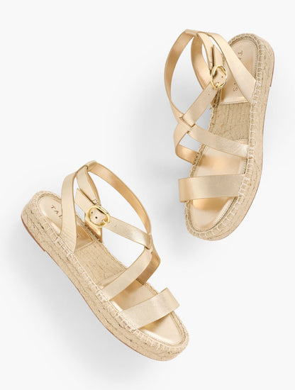HESTER METALLIC NAPPA ESPADRILLE SANDALS
