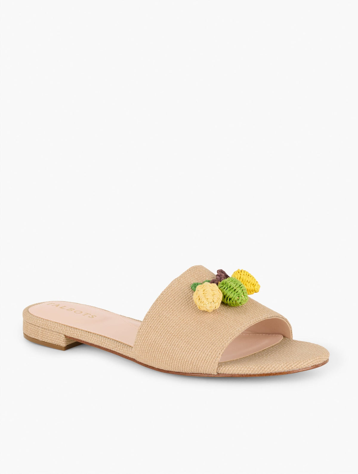 KERI EMBELLISHED WOVEN STRAW SLIDES