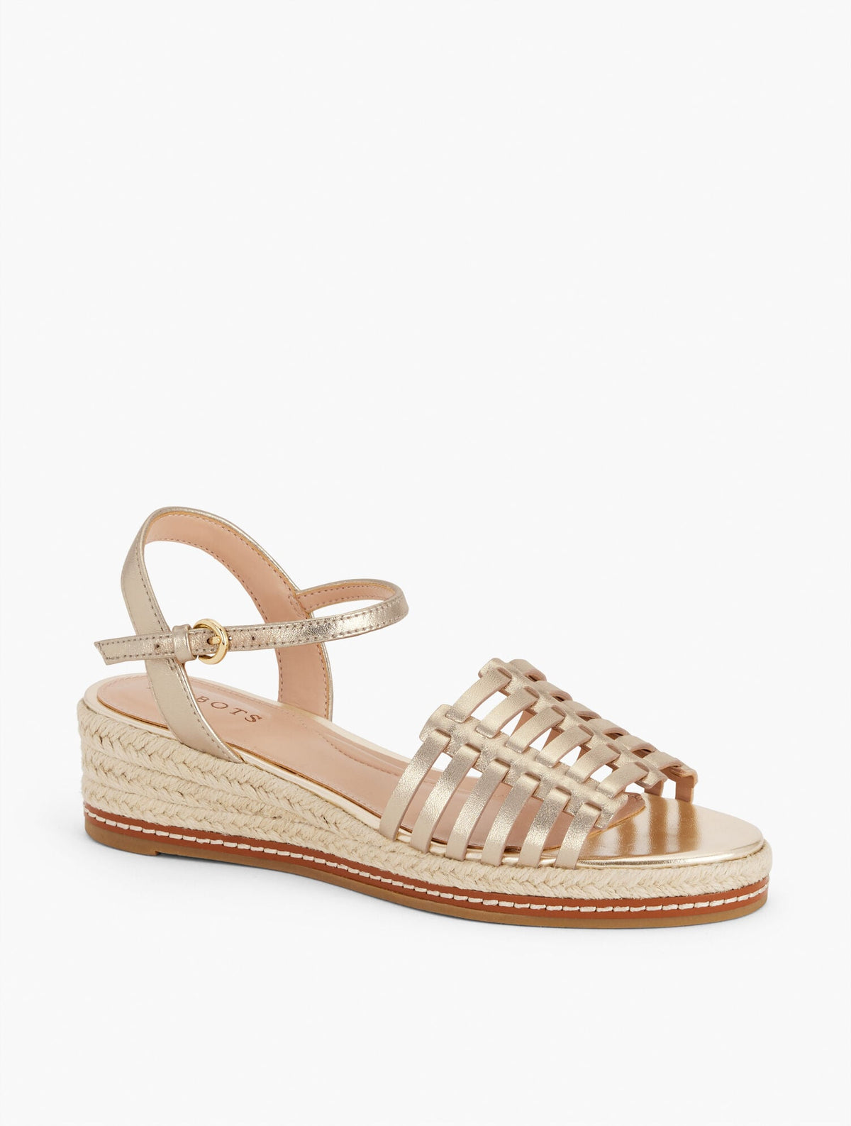 PAMELA METALLIC WOVEN NAPPA WEDGE SANDALS