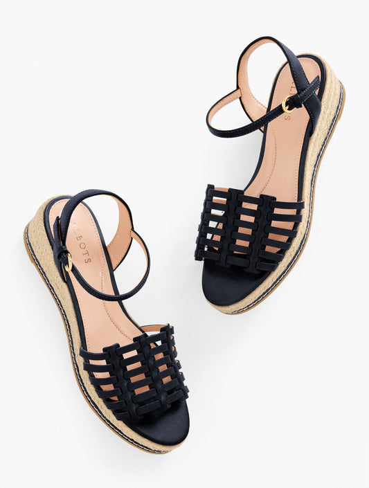 PAMELA WOVEN NAPPA WEDGE SANDALS