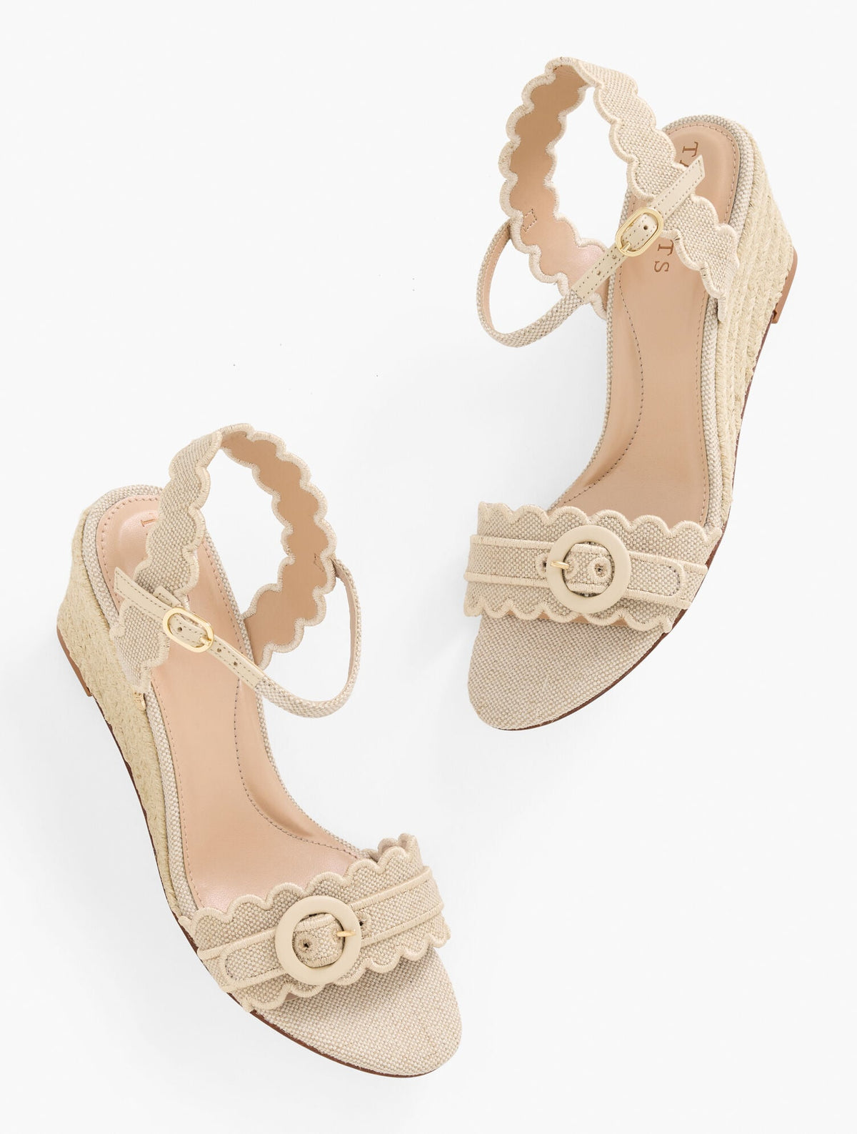 ROYCE METALLIC SCALLOPED WEDGE SANDALS