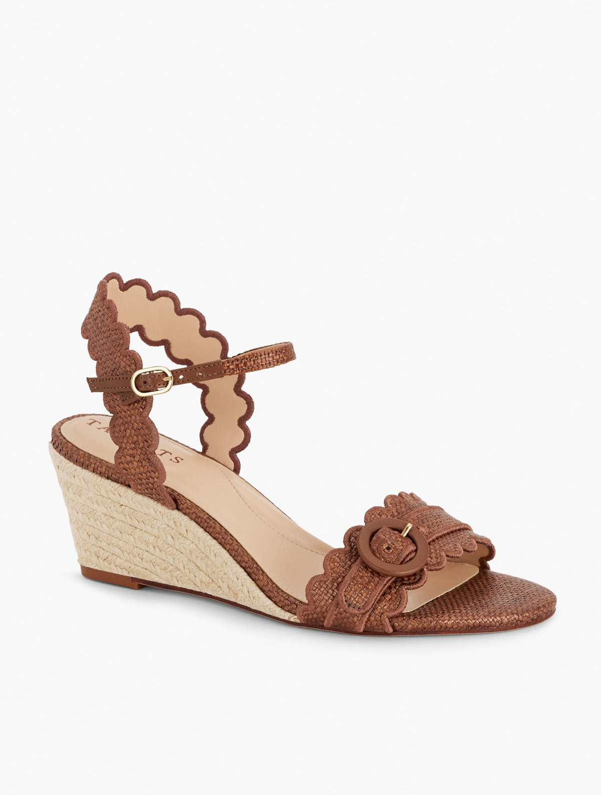 ROYCE SCALLOPED RAFFIA WEDGE SANDALS