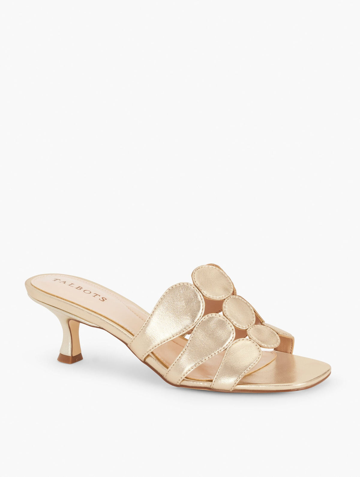 SABEL METALLIC NAPPA FLARE HEEL SANDALS
