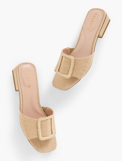 VIV BUCKLE RAFFIA SLIDES