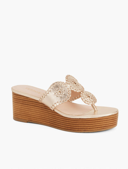 JACK ROGERS® KIMBERLY METALLIC NAPPA WEDGE SANDALS