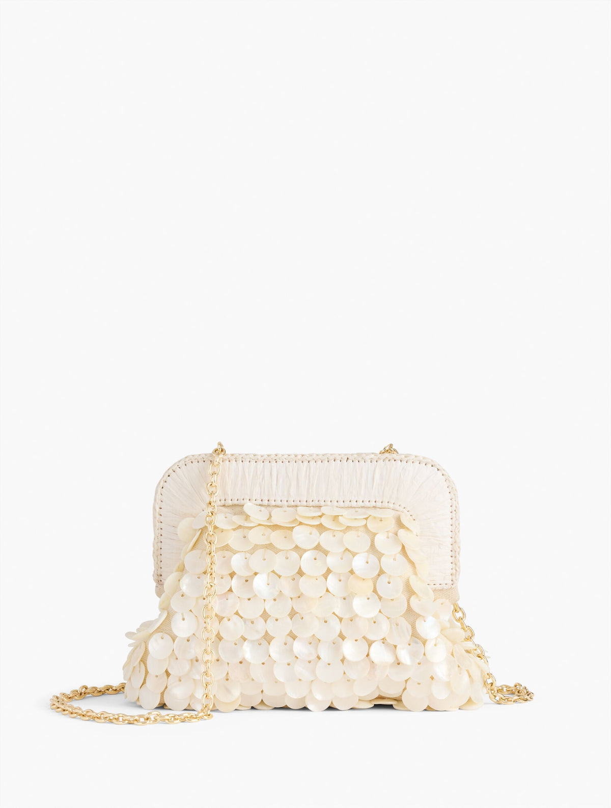 MOTHER-OF-PEARL PAILLETTE CLUTCH
