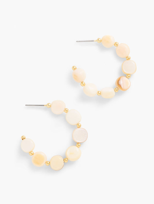 MOTHER-OF-PEARL BEADED HOOP EARRINGS