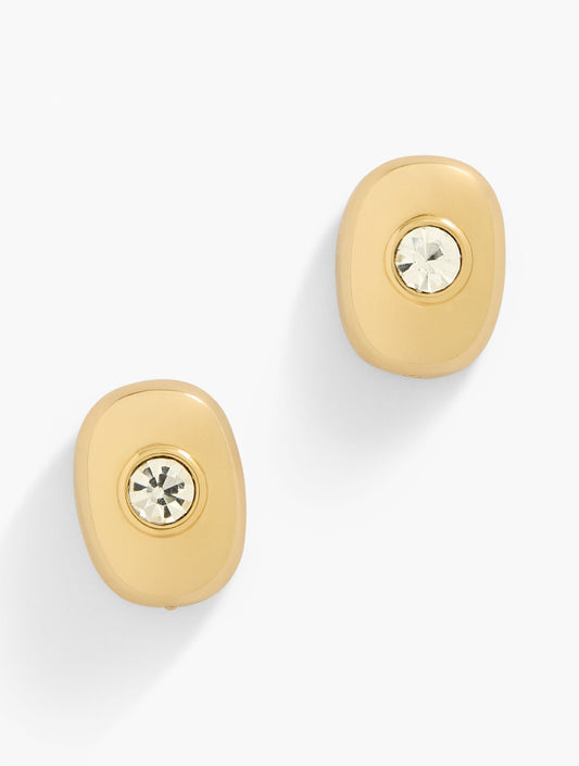 MODERN FACETED STONE STUD EARRINGS