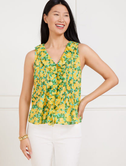 PINTUCK RUFFLE TRIM TOP - LEMON BUNCHES