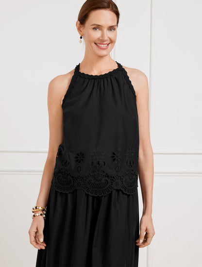 EMBROIDERED POPLIN SHELL