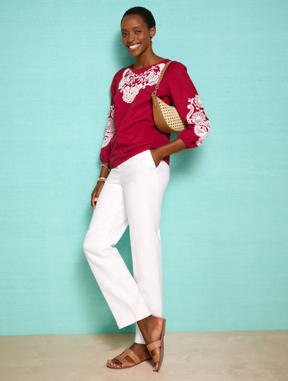 EMBROIDERED LINEN COTTON TOP