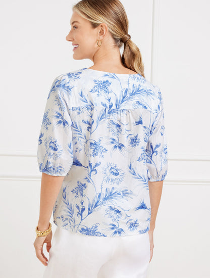 TIE FRONT TOP - OCEAN FLORA
