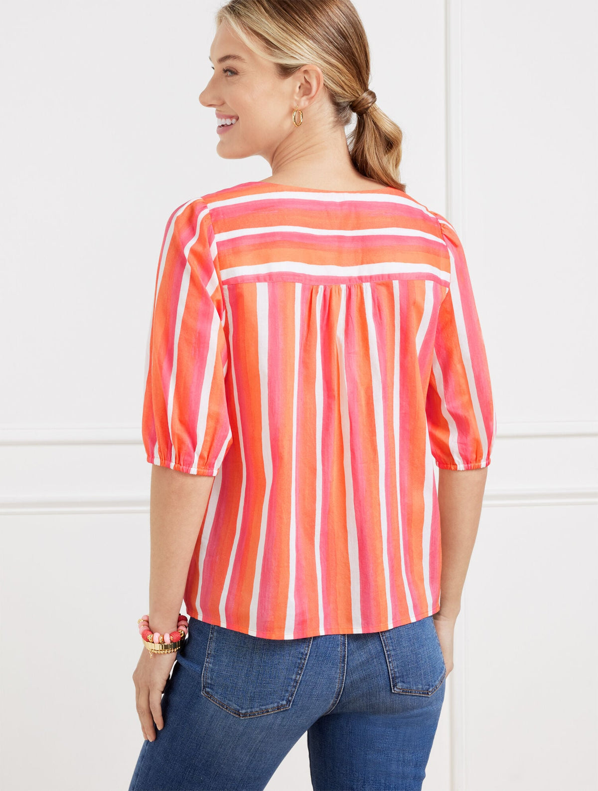 TIE FRONT TOP - PAINTED STRIPE
