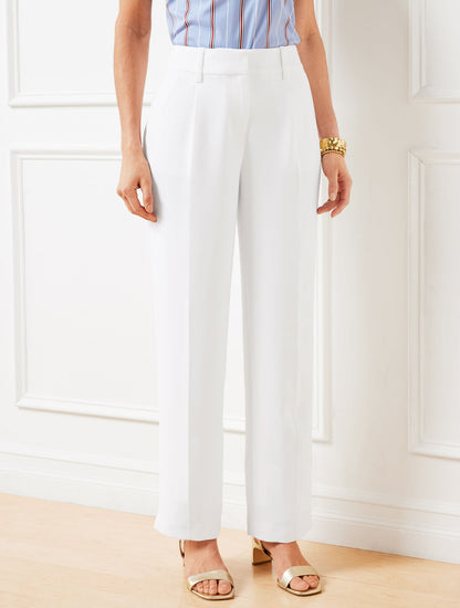 STRAIGHT LEG POLISHED CREPE PANTS