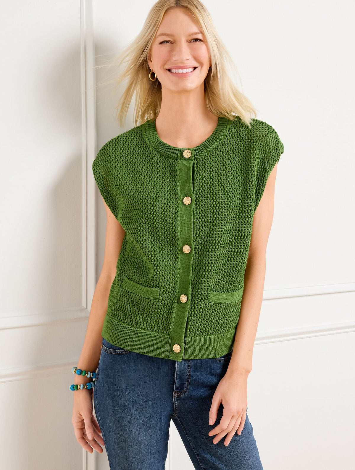MESH STITCH SWEATER SHELL