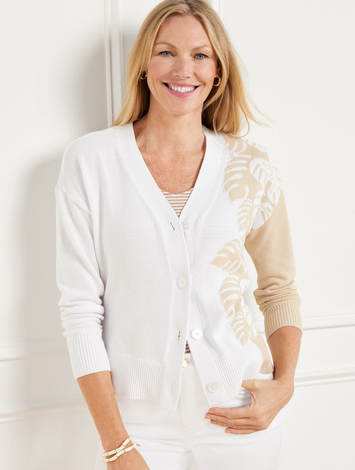 V-NECK CARDIGAN - PLACED PALMS