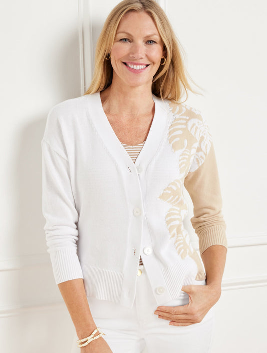 V-NECK CARDIGAN - PLACED PALMS