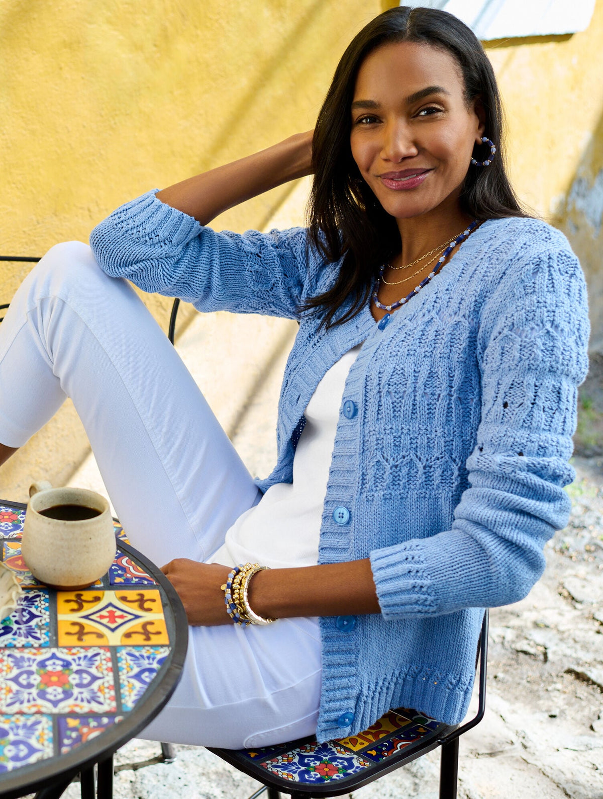 POINTELLE STITCH CARDIGAN