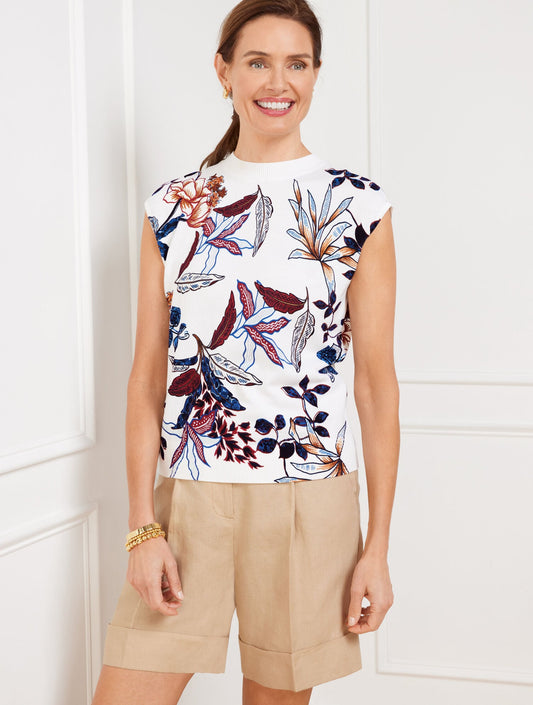 CAP SLEEVE PULLOVER - VERDANT BOTANICAL