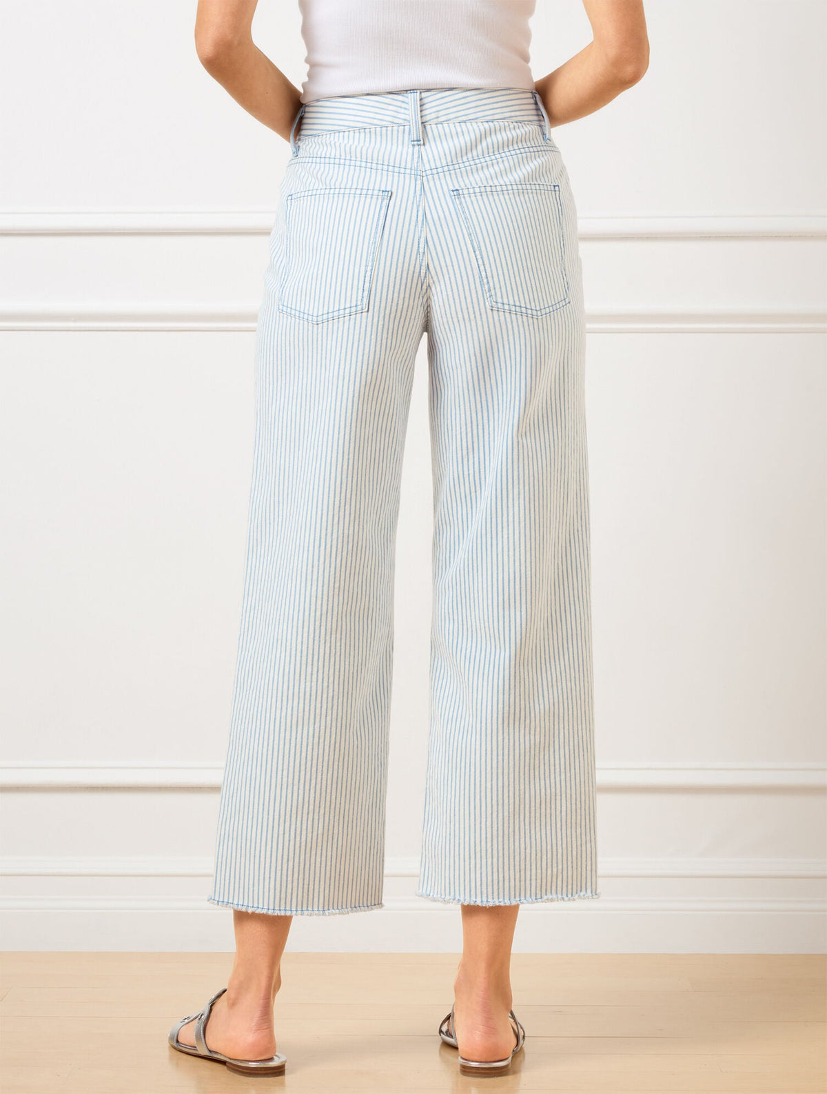 HIGH WAIST WIDE CROP JEANS - AWNING STRIPE