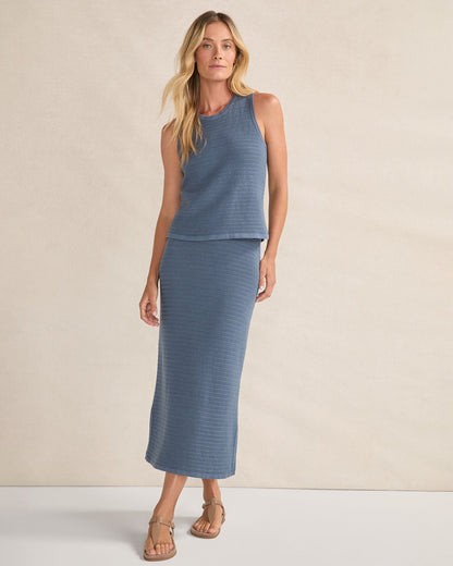 ORGANIC COTTON LINEAR STITCH SCOOP NECK TANK