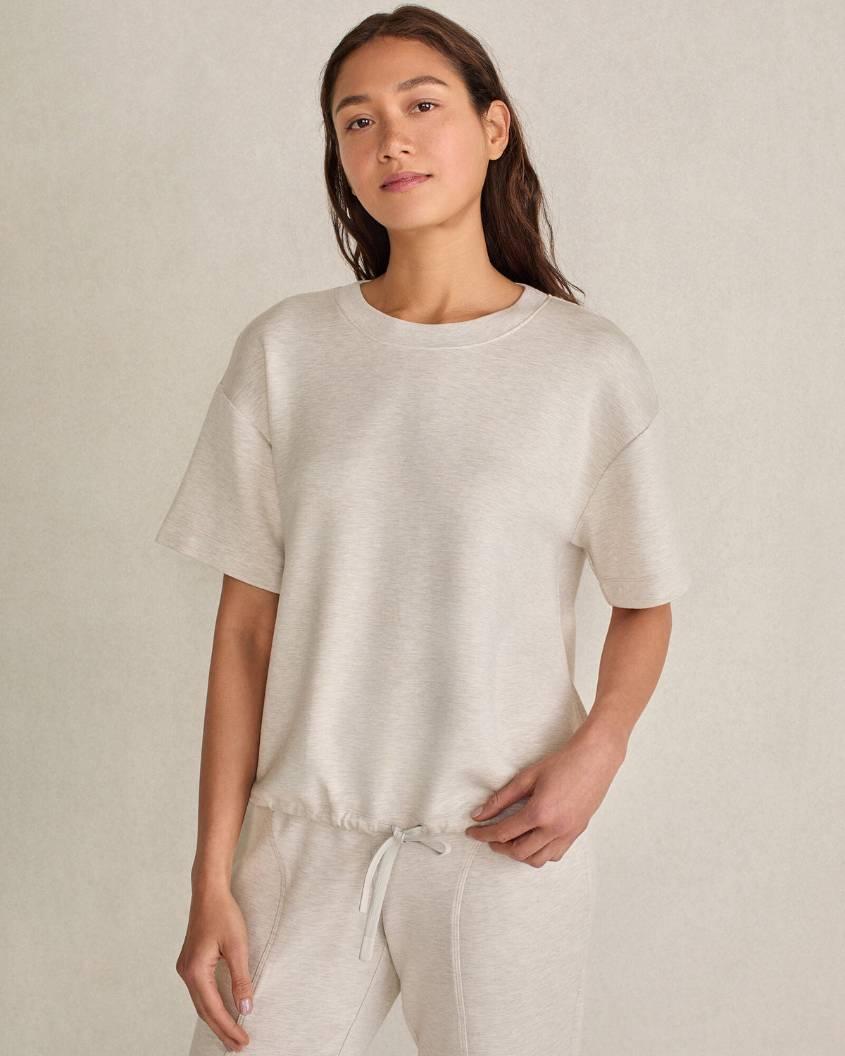 SOFT KNIT TIE-FRONT SHORT SLEEVE TOP