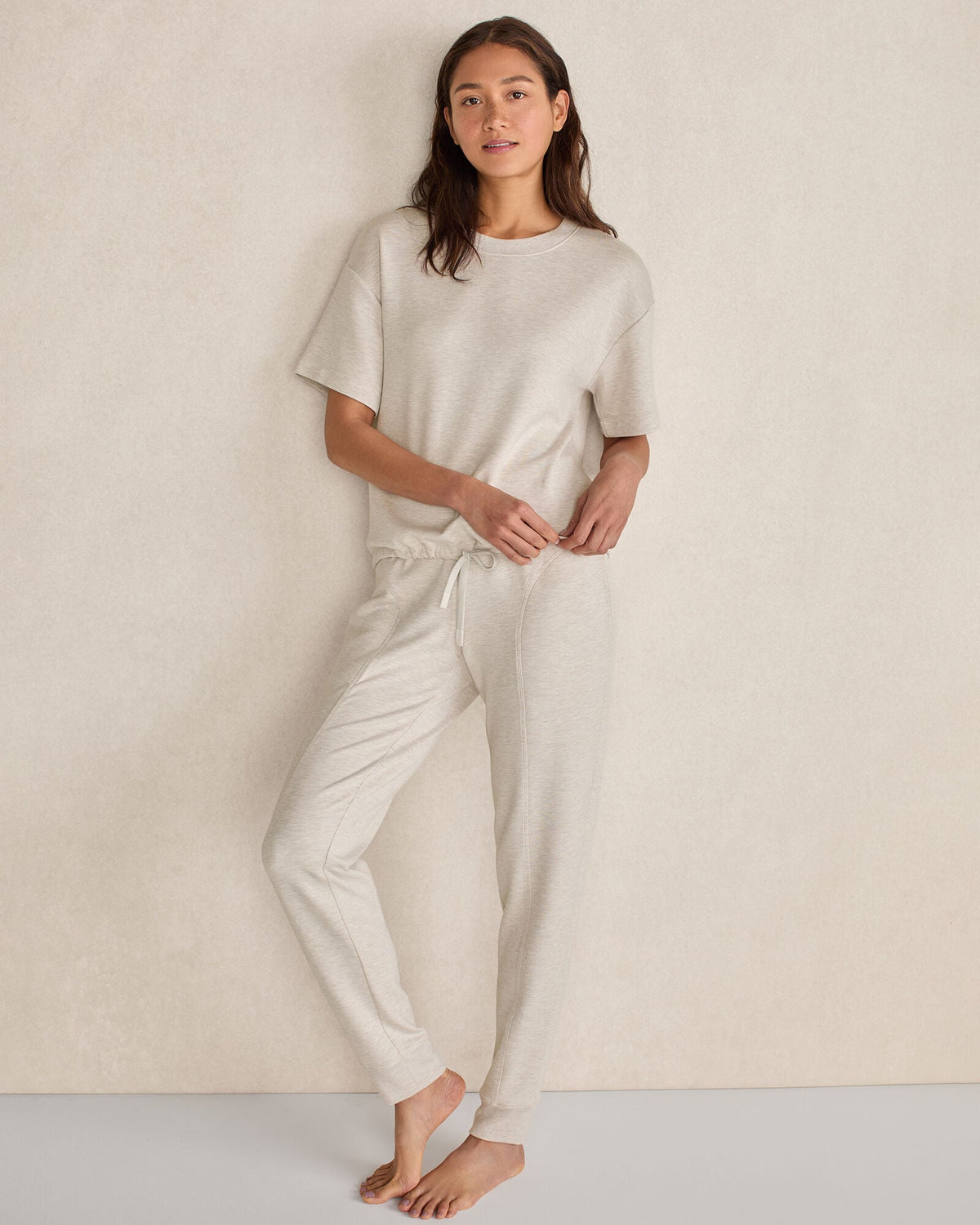SOFT KNIT TIE-FRONT SHORT SLEEVE TOP