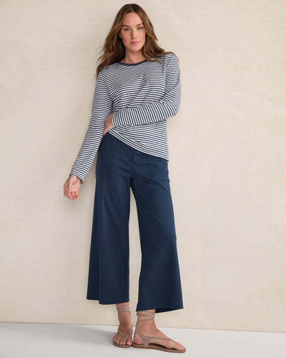 ORGANIC COTTON INTERLOCK WIDE LEG CROPPED PANTS