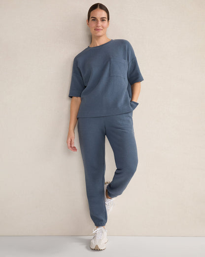 COTTON BLEND TEXTURED CREWNECK TEE